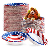 100 Pack 4th of July Paper Bowls American Flag - Grencian