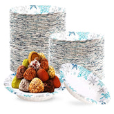 100 Pack Blue White Snowflake Paper Bowls - Grencian