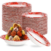 100 Pack Red Gold Snowflake Paper Bowls - Grencian