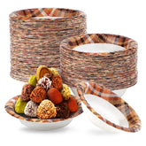 100 Pack Thanksgiving Orange Gingham Paper Bowls - Grencian