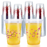 100 Pcs 16 oz Cherry Blossom Plastic Cups - Grencian