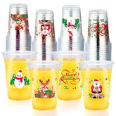 100 Pcs 16 oz Christmas Plastic Cups - Grencian