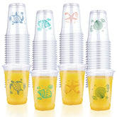 100 Pcs 16 oz Coastal Turtle Plastic Cups - Grencian