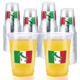 100 Pcs 16 oz Italian Flag Plastic Cups - Grencian