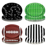 100 Pcs 4-Pattern Football Oval Party Paper Plates - Grencian