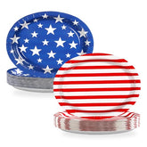 100 Pcs 4th of July Oval Party Paper Plates - Grencian