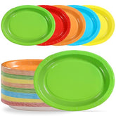 100 Pcs 5 Classic Colors Oval Party Paper Plates - Grencian