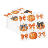 100 Pcs Bow Pumpkin Party Napkins - Grencian