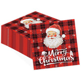 100 Pcs Buffalo Plaid Santa Claus Square Party Napkins - Grencian