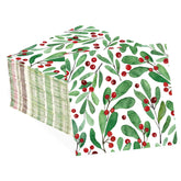 100 Pcs Christmas Mistletoe Square Party Napkins - Grencian