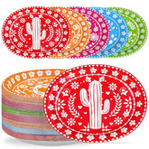 100 Pcs Colorful Mexican Fiesta Oval Party Paper Plates - Grencian