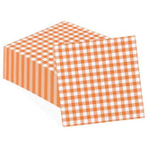 100 Pcs Fall Orange Gingham Square Party Napkins - Grencian