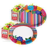 100 Pcs Mexican Fiesta Oval Party Paper Plates - Grencian