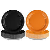 100 Pcs Orange and Black Party Paper Plates - Grencian