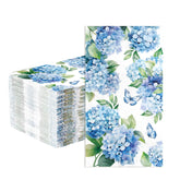 100 Pcs Paper Napkin 3 Ply Blue Watercolor Flowers - Grencian