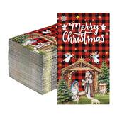 100 Pcs Paper Napkin 3 Ply Christmas Nativity Red Plaid - Grencian