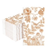 100 Pcs Paper Napkin 3 Ply Pumpkin Floral Birds - Grencian
