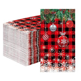 100 Pcs Paper Napkin 3 Ply Red Gingham Christmas Ball - Grencian