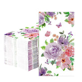 100 Pcs Paper Napkin 3 Ply Watercolor Purple Rose - Grencian
