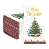 100 Pcs Paper Napkin 3 Ply Xmas Tree Red Border - Grencian