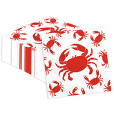 100 Pcs Red Crab Square Party Napkins - Grencian