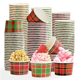 120 Pcs Christmas Red Green Gingham Snack Cups - Grencian