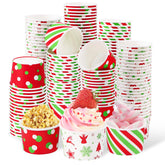 120 Pcs Christmas Snowflake Striped Snack Cups - Grencian