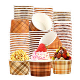 120 Pcs Orange Brown Gingham Ice Cream Snack Cup - Grencian