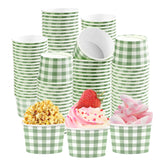 120 Pcs Sage Green Gingham Ice Cream Snack Cup - Grencian