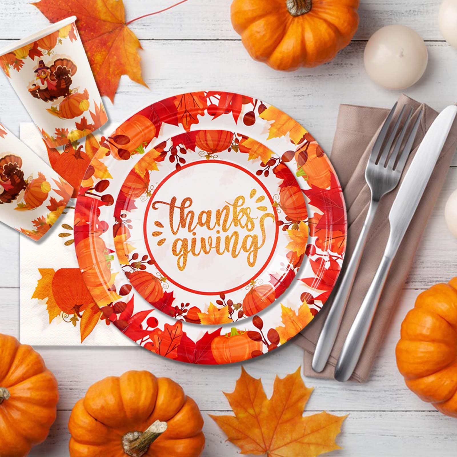 120 Pcs Thanksgiving Paper Plates and Napkins - Grencian 120 Pcs Thanksgiving Paper Plates and Napkins - Grencian