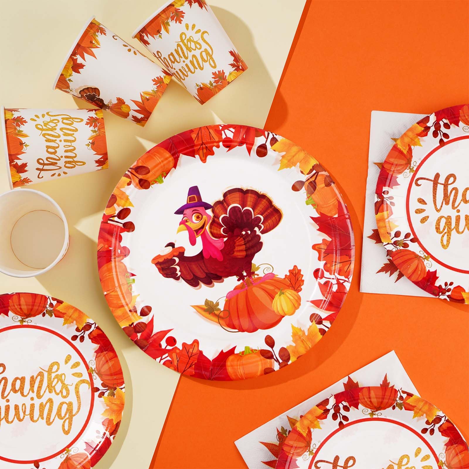 120 Pcs Thanksgiving Paper Plates and Napkins - Grencian 120 Pcs Thanksgiving Paper Plates and Napkins - Grencian