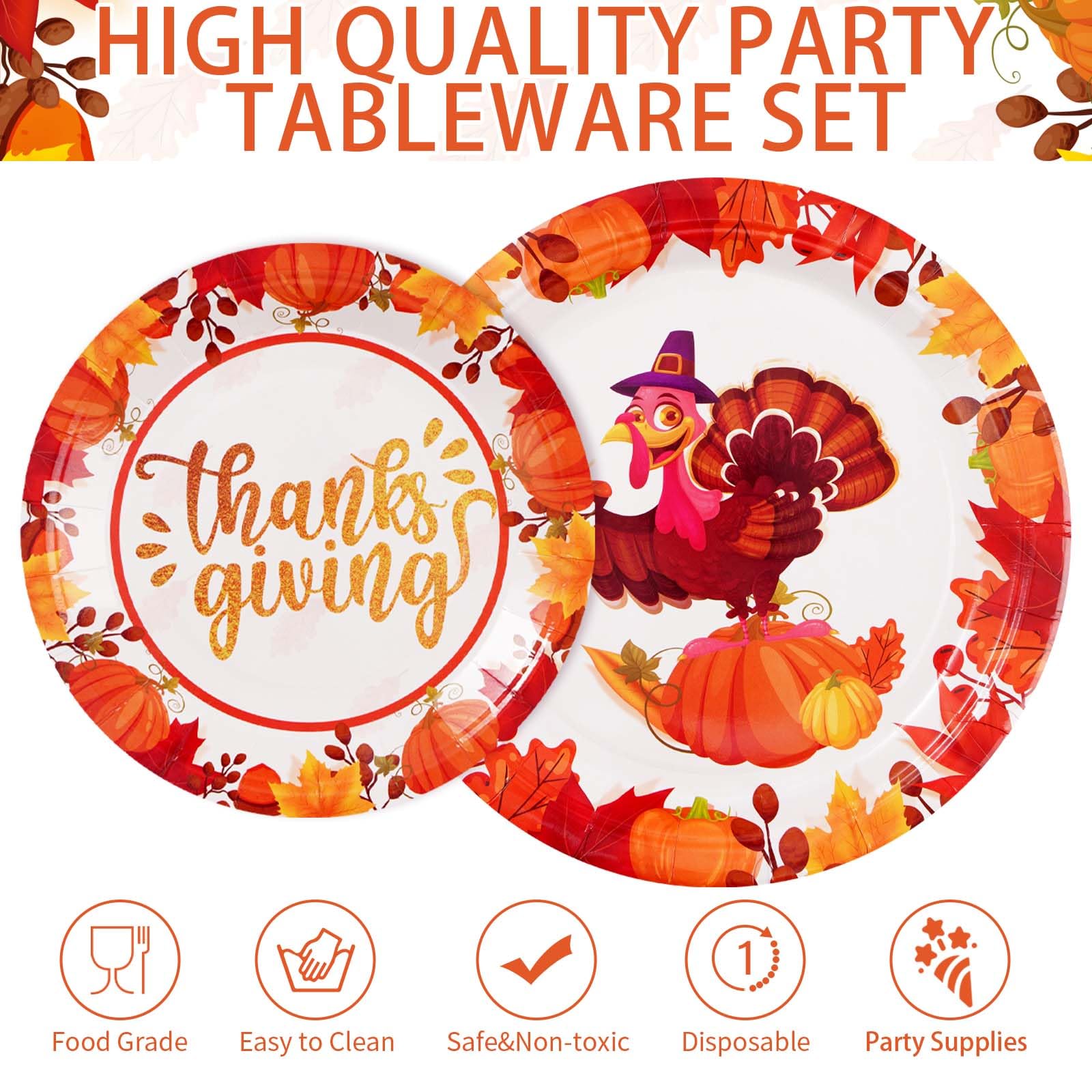 120 Pcs Thanksgiving Paper Plates and Napkins - Grencian 120 Pcs Thanksgiving Paper Plates and Napkins - Grencian