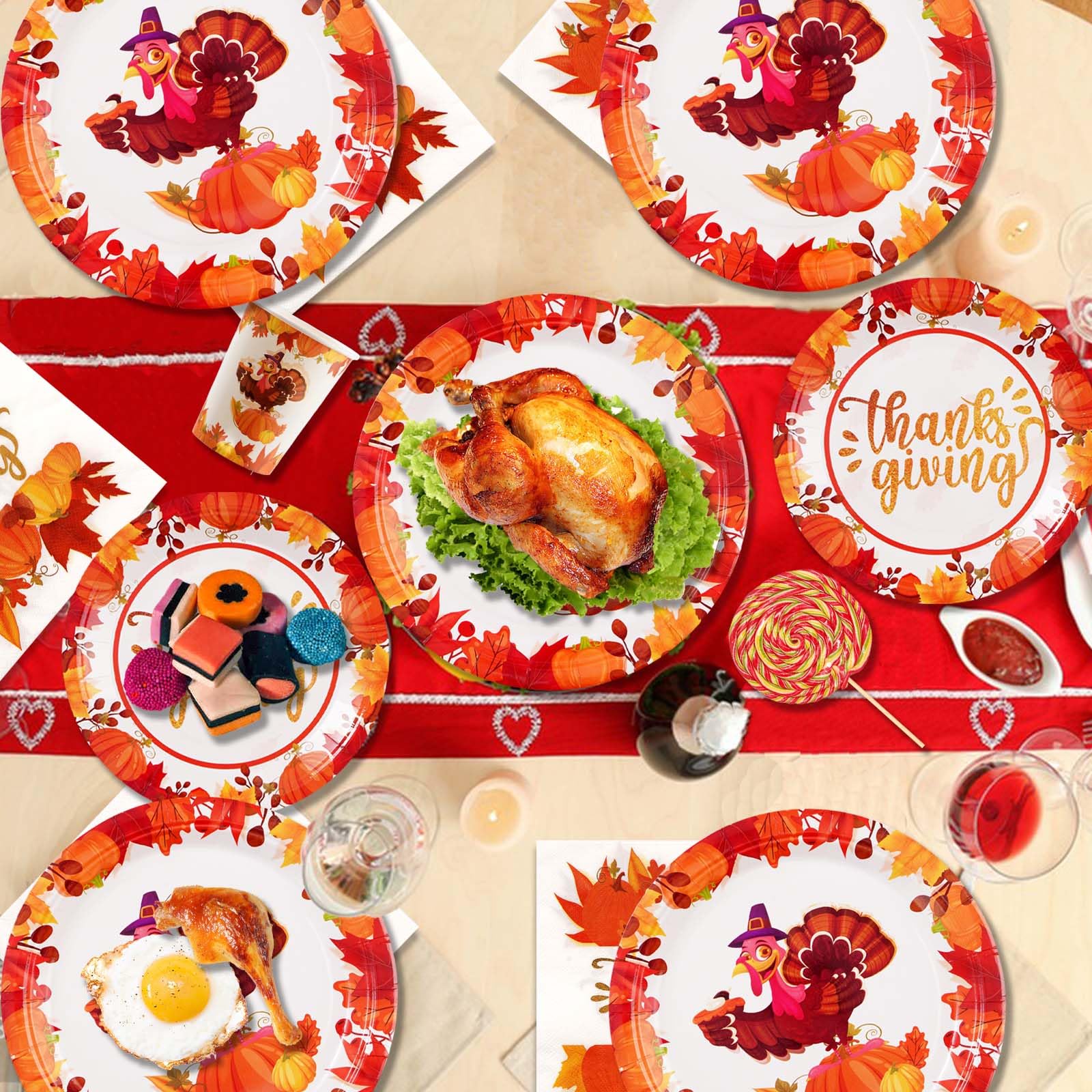 120 Pcs Thanksgiving Paper Plates and Napkins - Grencian 120 Pcs Thanksgiving Paper Plates and Napkins - Grencian