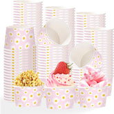 120Pcs 12oz Daisy Birthday Ice Cream Cups Disposable Dessert Bowls - Grencian