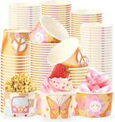 120Pcs 12oz Groovy Ice Cream Cups Retro Hippie Boho Dessert Bowls image 1