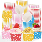 120Pcs 12oz Pet Paw Bone Ice Cream Cups Puppy Paw Print Dessert Bowls image 1