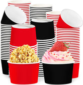 120Pcs 12oz Red and Black Ice Cream Cups Solid Color Dessert Bowls image 1
