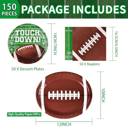 150Pcs Football Party Plates and Napkins - Grencian 150Pcs Football Party Plates and Napkins - Grencian