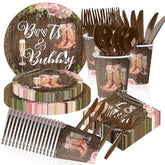 168 Pcs Boots Bubbly Bridal Shower Party Plates Napkins Cups and Forks - Grencian