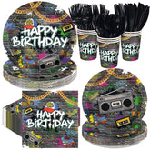 168 Pcs Hip Hop Birthday Party Plates Napkins Cups and Forks - Grencian