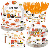 168 Pcs Sushi Birthday Party Plates Napkins Cups and Forks - Grencian