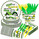 168 Pcs Tractor Birthday Party Plates Napkins Cups and Forks - Grencian