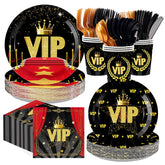 168 Pcs Vip Party Plates Napkins Cups and Forks - Grencian