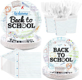 168Pcs Back to School Party Decoration First Day Tableware Serves 24 - Grencian