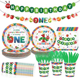 169Pcs Caterpillar 1st Birthday Party Supplies - Hungry Caterpillar Plates Napkins Banner Tableware Set Serves 24 - Grencian