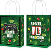16Pcs 10th Video Game Birthday Party Favor Bags Green Level 10 Goodie Bags - Grencian