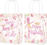 16Pcs Ballerina 2nd Birthday Party Favor Bags Pink Ballet Tutu Goodie Bags - Grencian