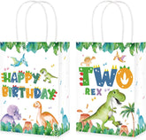 16Pcs Dinosaur 2nd Birthday Party Favor Bags Two Rex Bags Goodie Bags - Grencian