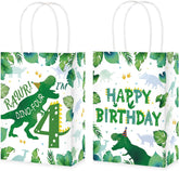 16Pcs Dinosaur 4th Birthday Party Favor Bags Roar Im Four Goodie Bags - Grencian