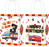 16Pcs Fire Truck 3rd Birthday Party Favors Bags Sound the Alarm Goodie Bags - Grencian
